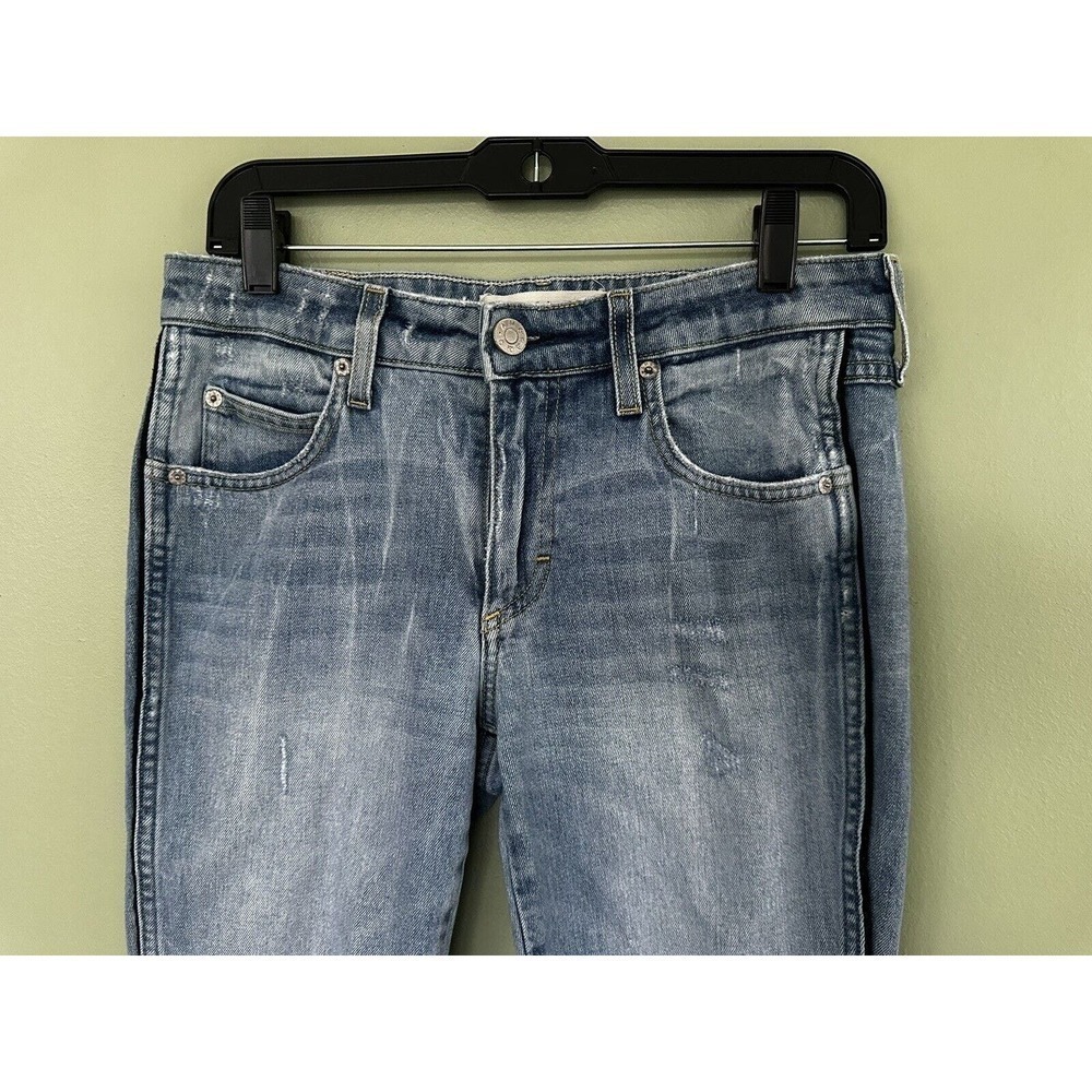 AMO Jeans Size 30/26 Twist Sweet Cheeks Cropped Piping Velvet Stripe Split Hem‍ - Picture 7 of 13